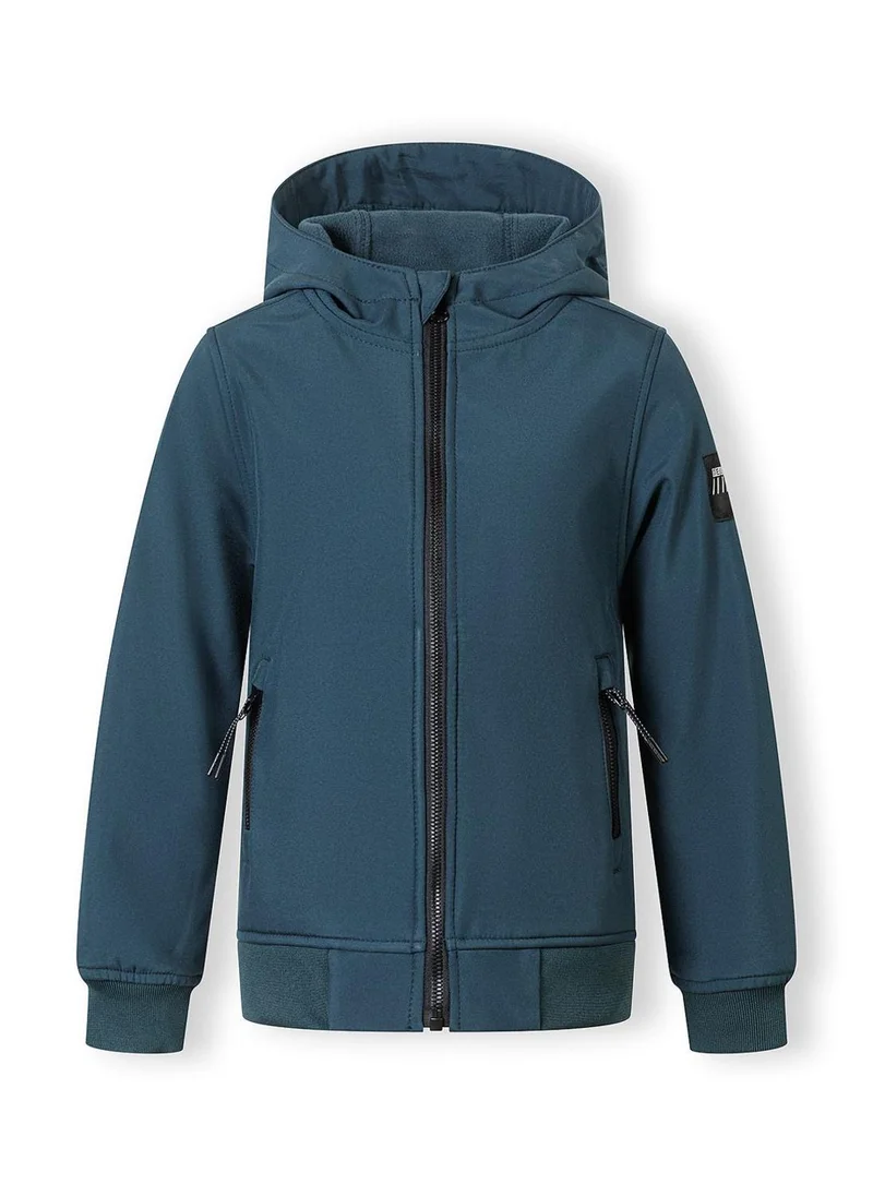 MINOTI Boys teal softshell jacket wind resistant with hood
